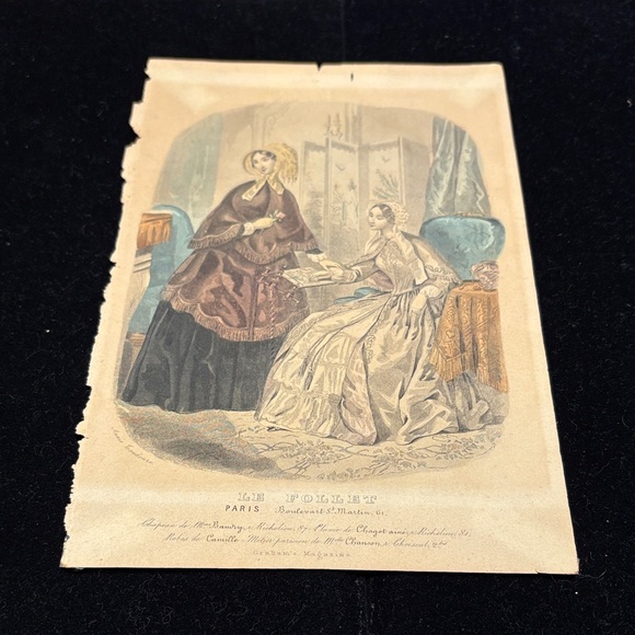 graham’s magazine Other - Vintage Art Print with Elegant Ladies in Black and Brown